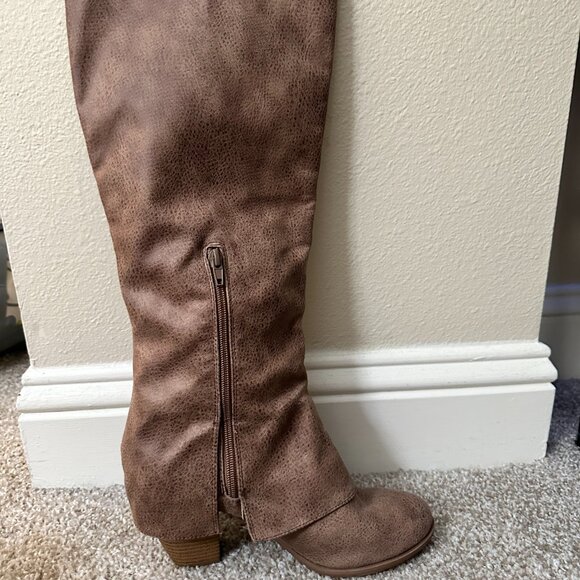 Not Rated Foldover Boots Brown & Lace - Picture 5 of 8